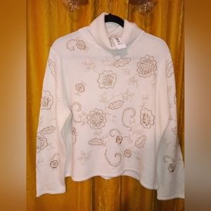 Draper's & Damon's cashmere like Embroidered sweater Boho NWT Petite sz L